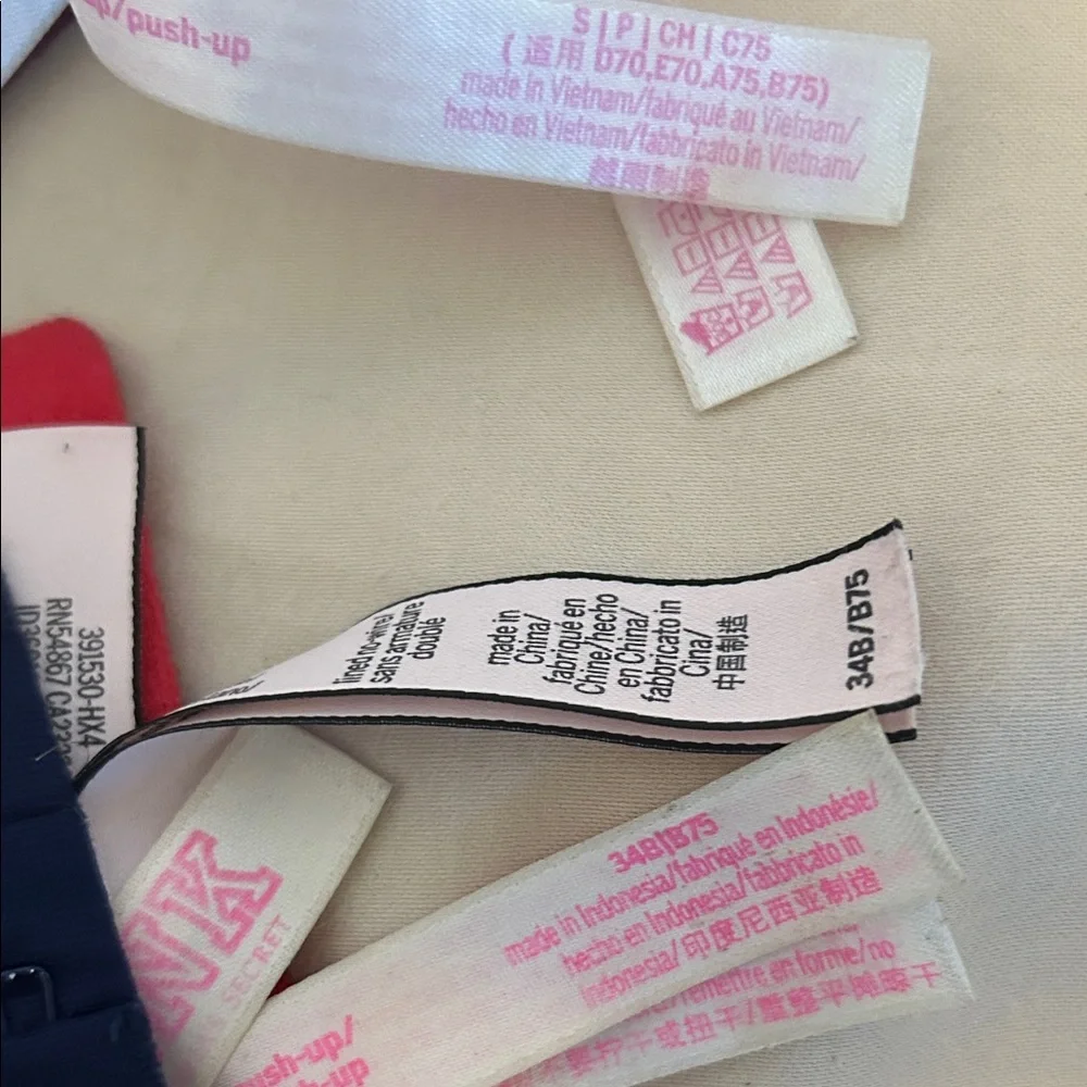 Victoria's Secret Pink Lace and Floral Bra, burgundy cross strap bra Set of 3 - Picture 2 of 4